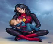 Spider-Woman Breastfeeding by Candra Gloomblade from hungry puppy breastfeeding by woman viral