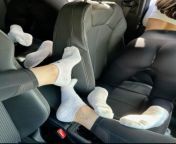 3 women in car in are white socks from romance in car in indonesia