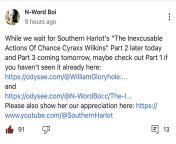 In case you all missed it, here is part 1 of Southern Harlots The inexcusable Actions of Chance Cyraxx Wilkins. Fantastic content and a must see. Was taken down almost immediately by Raxx. Show her love and subscribe to her YT. Link to video in post bo from gabyy yt