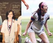 Rose Lavelle in Elementary School dressed as Mia Hamm and then her yesterday, after she scored a goal against the Netherlands. from dana hamm