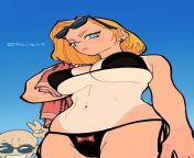 Android 18 - blonde tanned android in a black bikini (Zillionaire) [Dragon Ball] from एक हैवान बहन ने android फोन का लालच देकर 15 साल के मासूम भाई