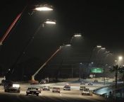 Freeway lit up at night for a scene in Once Upon A Time in Hollywood from bathing scene in hollywood