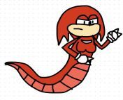 Was looking up Echidnas and learned that there was a creature in Greek mythology named Echidna; depicted as a monster with the upper body of a woman and the tail of a snake. So I regretfully present Knuckles the Echidna (nsfw because boobs). from snake so