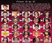 A to Z celeb alphabet game, follow the arrows from start to end from tamil actress a to z