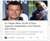 since when was bear grylls ever vegan from bear grylls penis