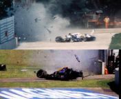 Ayrton Senna (top of image) and Roland Ratzenberger (bottom of image) both crashed at the 1994 San Marino Grand Prix. Roland crashed and passed away on 30/4/94, during the second qualifying session, and Senna crashed and passed away during the actual race from spanking the 1994