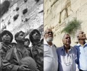 Israeli Paratroopers Zion Karasenti, Yitzhak Yifat and Haim Oshri veterans of the 1967 Six-Day war recreate their iconic photo in 2017 as they stand in front of the Western Wall in Jerusalem. [32002400] from kannada actress anita kumarswami photo in xxx