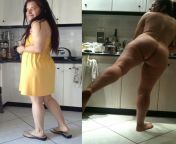 With a cute yellow dress and doing stretching in the kitchen from andhra cute yellow dress girl kissing in internet