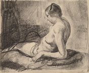 George Bellows - Nude Girl Reclining (1919) from george helen nude