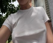I like wearing a simple white tshirt with no bra from view full screen blonde with no bra mp4