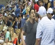 Brawl at US Open. Lady Slaps Young Guy, then Old Man Tackles. from old man goes young