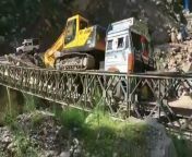 Bailey bridge collapsed under the load of equipment being ferried for road construction at India-China border in Uttarakhand, India. (22/06/2020) from uttarakhand mansuri